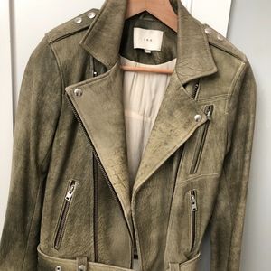 Women's IRO green Jova distressed leather jacket
